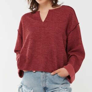 Urban Outfitters Jax Inside Out Ribbed Notch Neck top